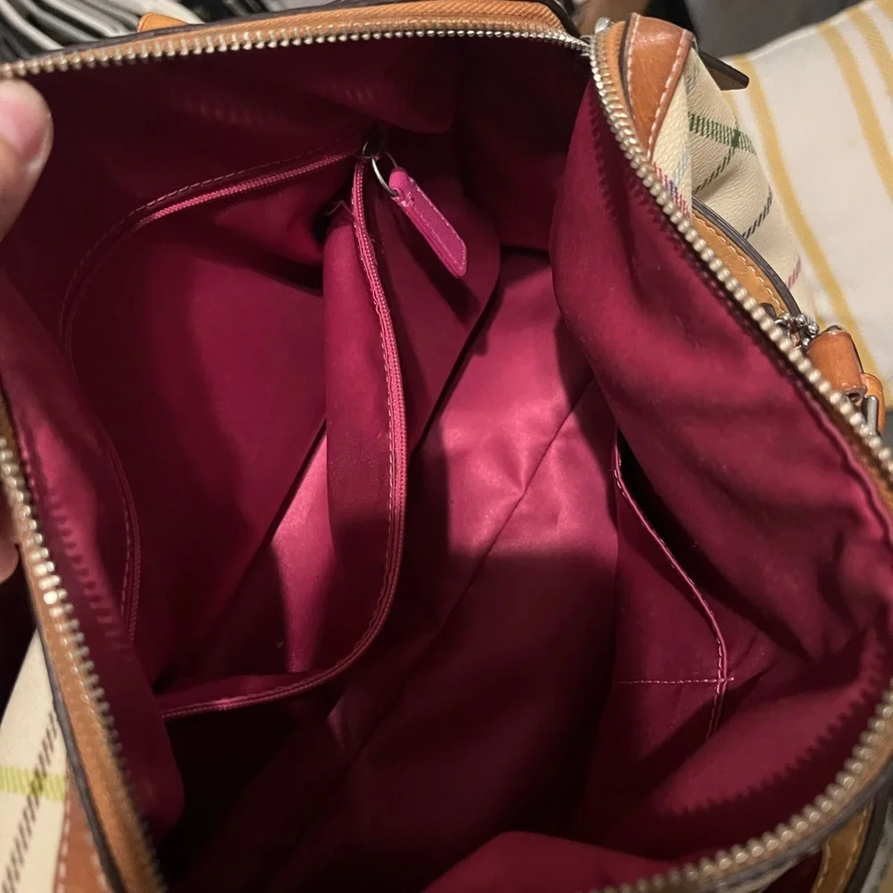 Coach Women's Plaid Handbag - Cream and Pink Vintage - Picture 6 of 7